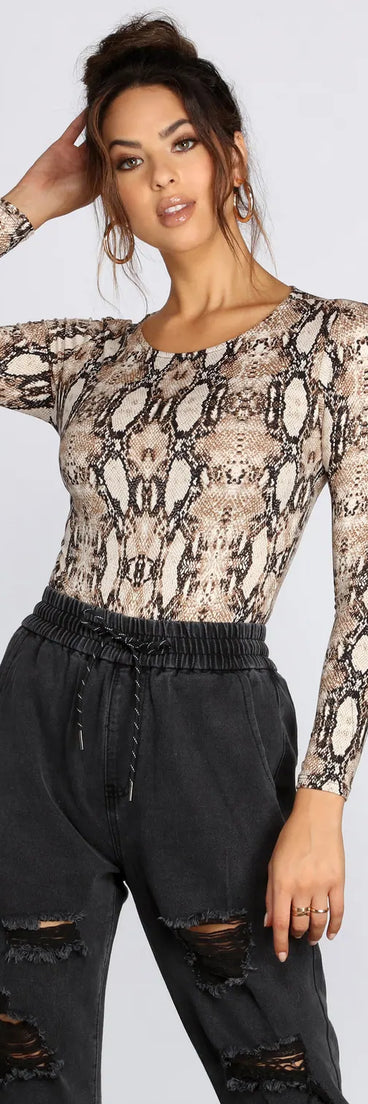 Fierce And Fab Snake Print Bodysuit
