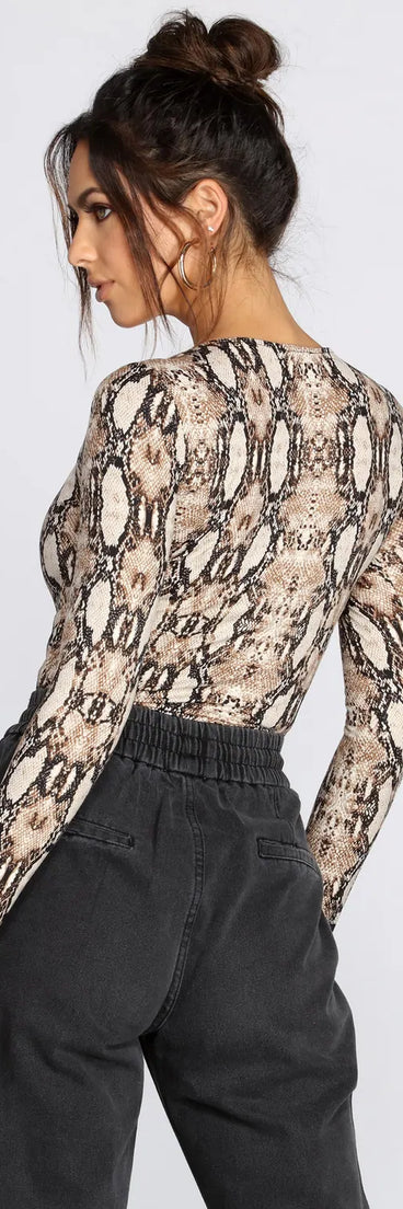 Fierce And Fab Snake Print Bodysuit