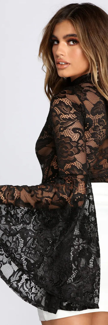 Lace Bell Sleeve Beauty Bodysuit