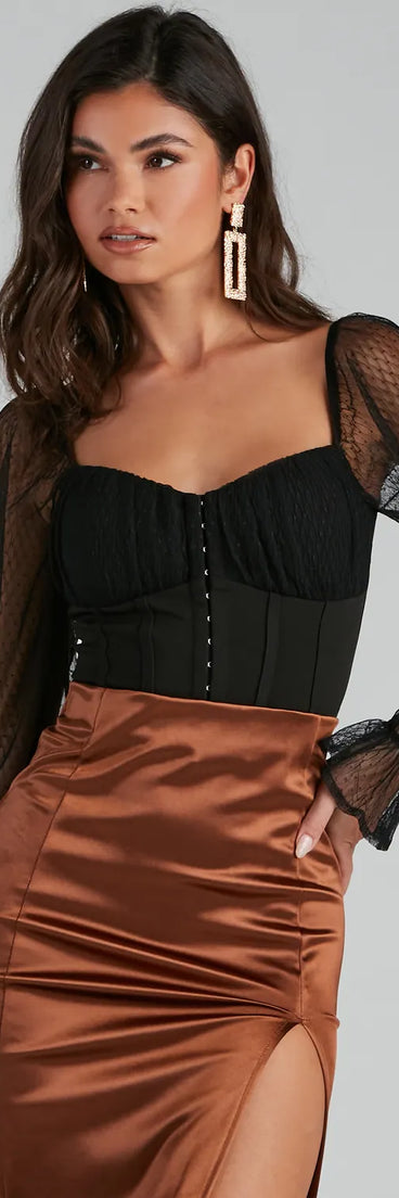 Currently Coveting Mesh Dot Ponte Bustier