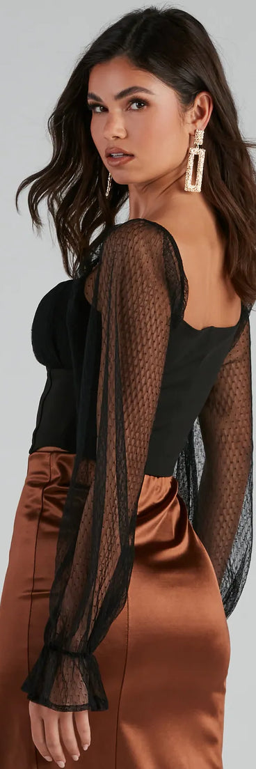 Currently Coveting Mesh Dot Ponte Bustier