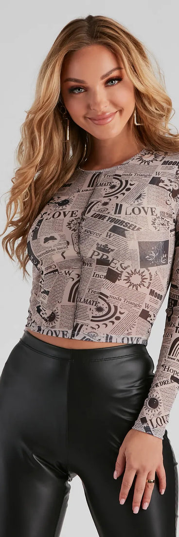 Sheer Mesh Celestial Crop Top