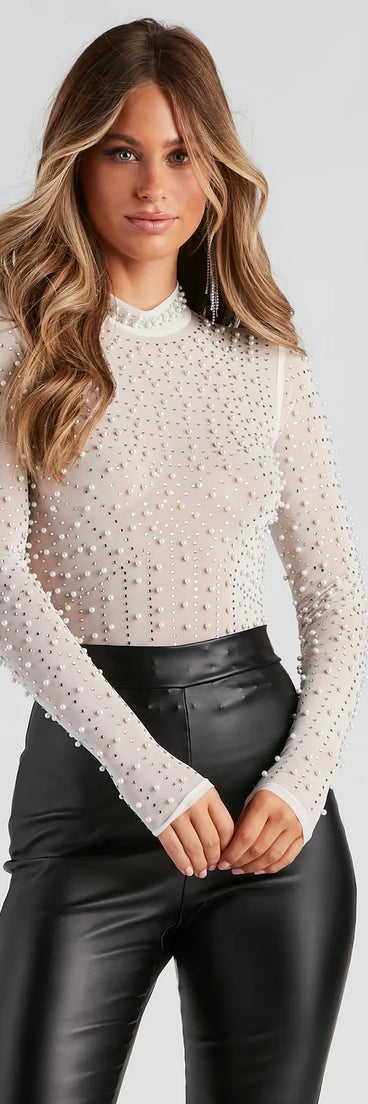 Sweet Chic Pearl Mesh Bodysuit