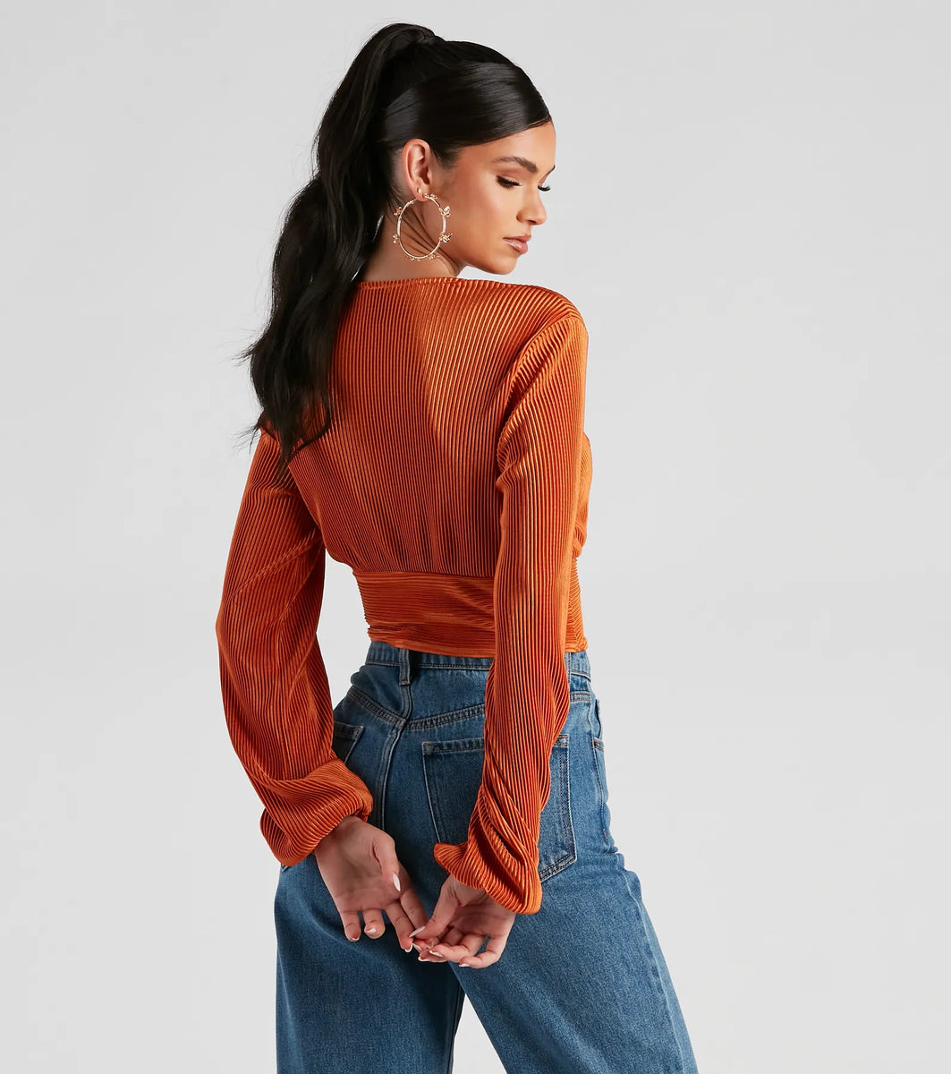 Luxury Travel Pleated Cropped Top
