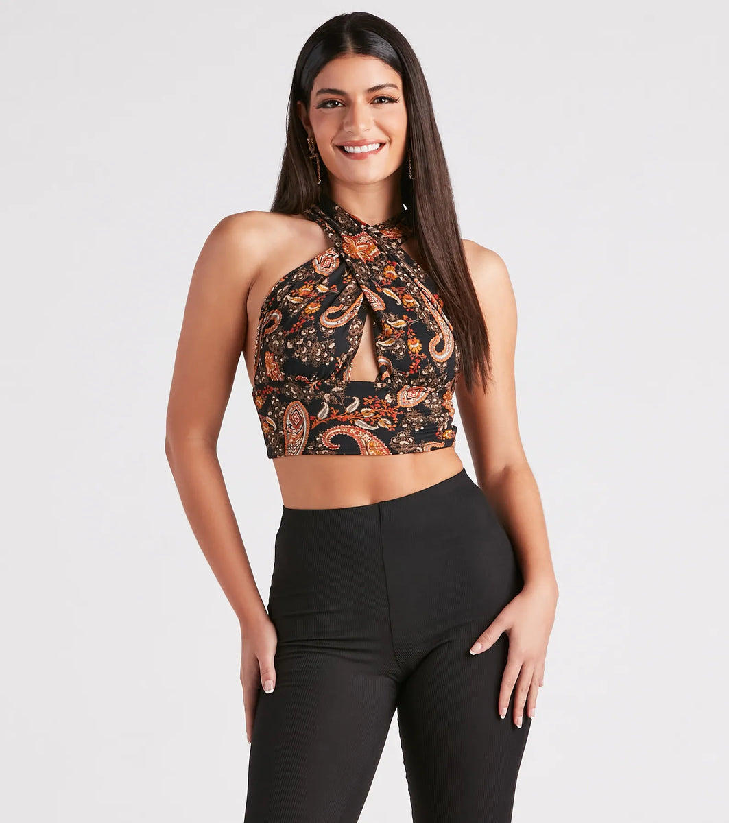 Pretty In Paisley Convertible Crop Top | Windsor