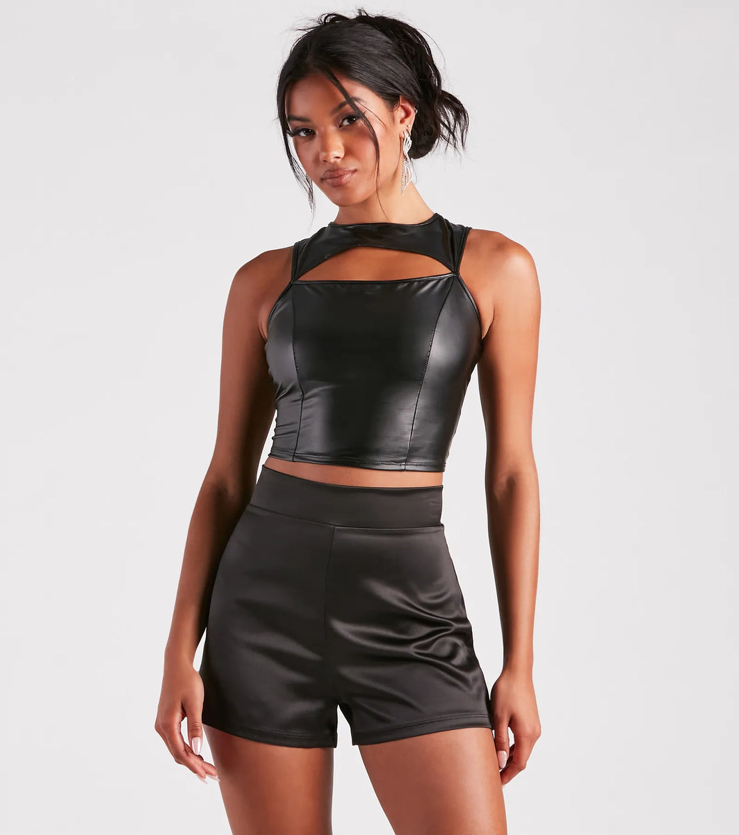 Cut To The Style Faux Leather Crop Top | Windsor