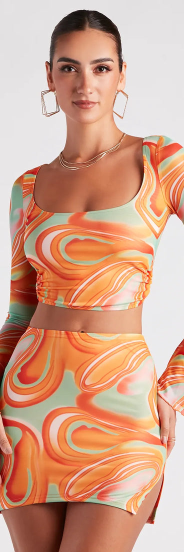 Funky Fresh Swirl Mesh Crop Top