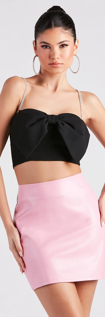 Cutest Glamour Bow-Front Crop Top