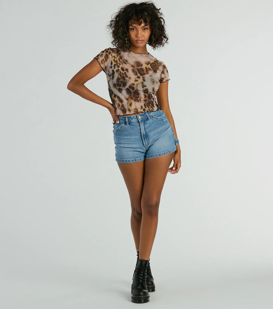 Fierce Trendsetter Leopard Mesh Crop Top | Windsor