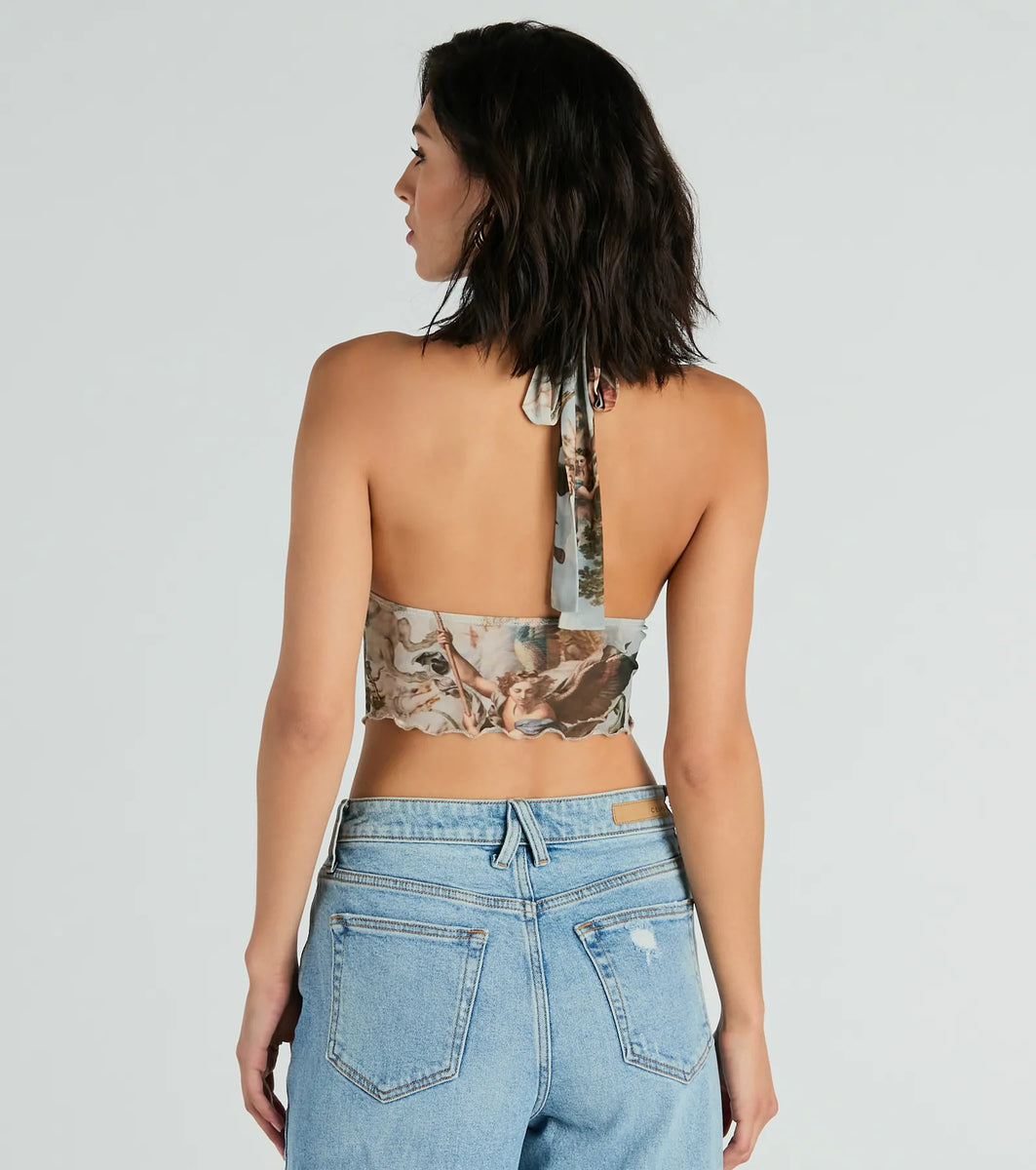 Tシャツ・カットソー [PEINTURE] Halter Button Backless Top Wildcat Halter Top – Elie Tahari