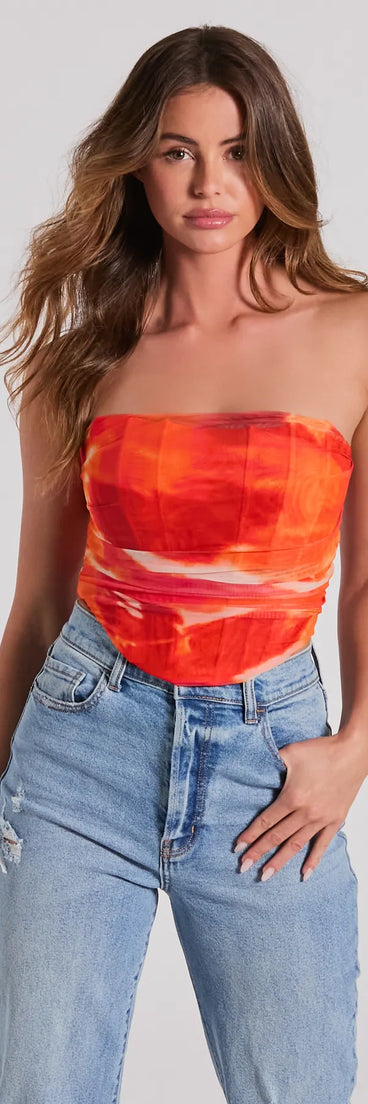 Constant Sensation Strapless Abstract Mesh Bustier