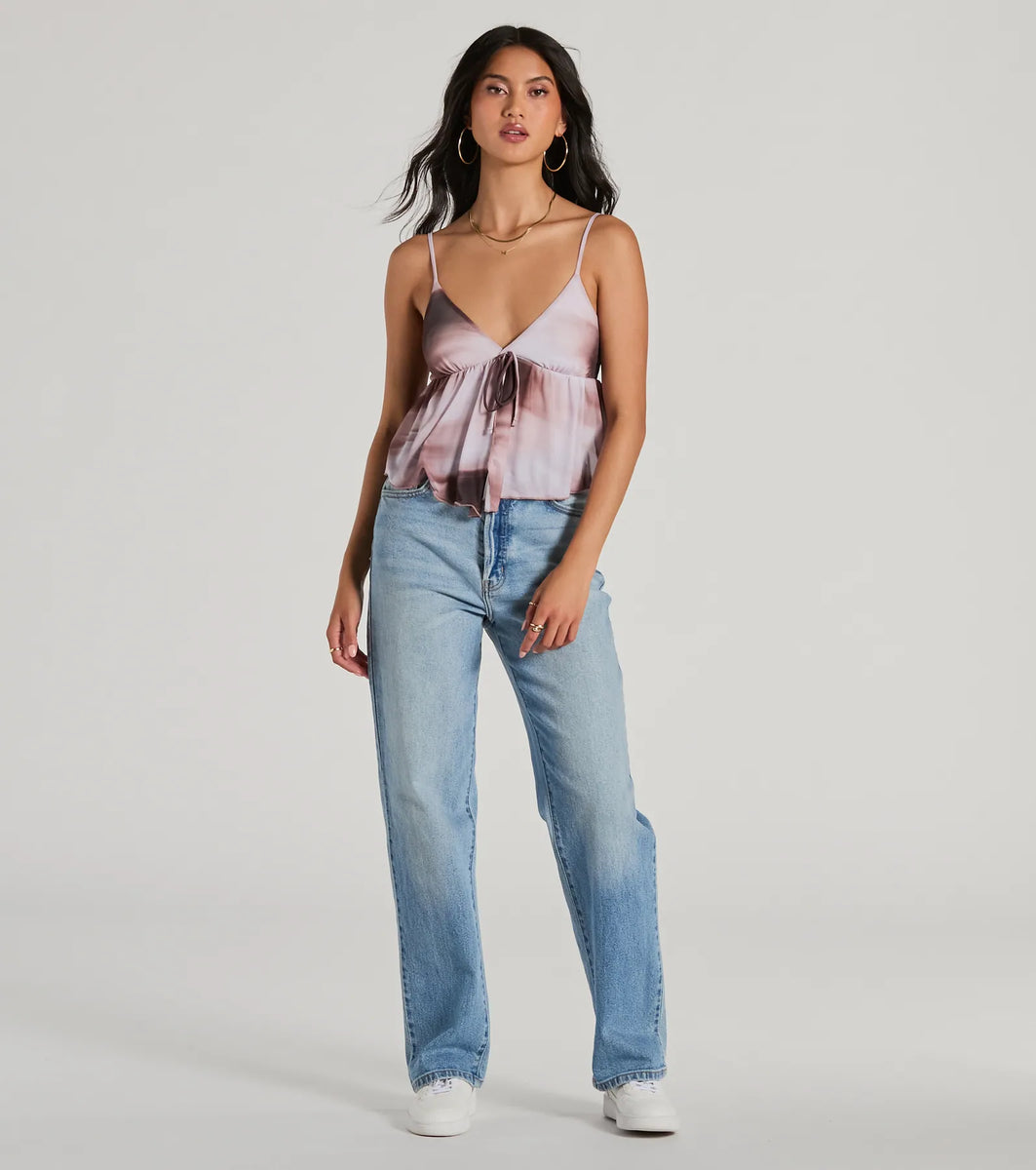 Feeling Playful V-Neck Abstract Babydoll Crop Top | Windsor