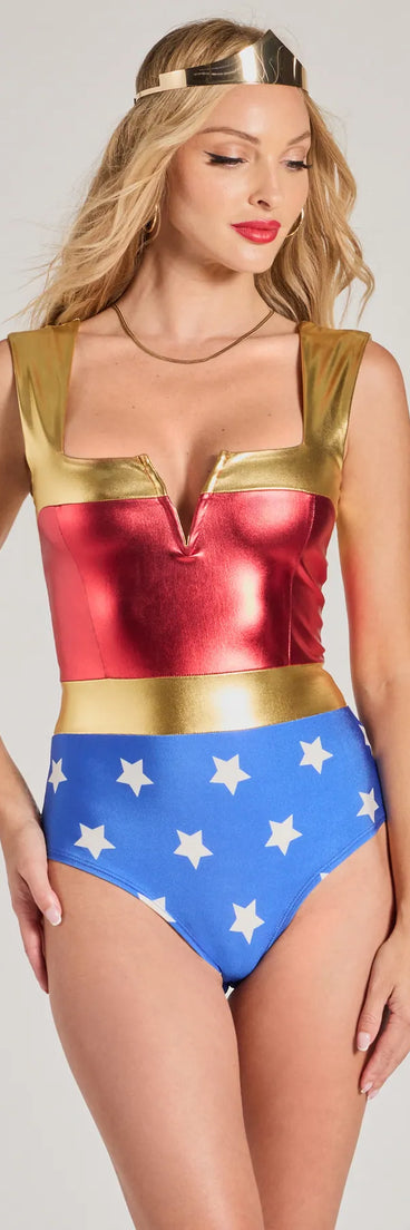 Lady Justice Metallic Foiled Bodysuit