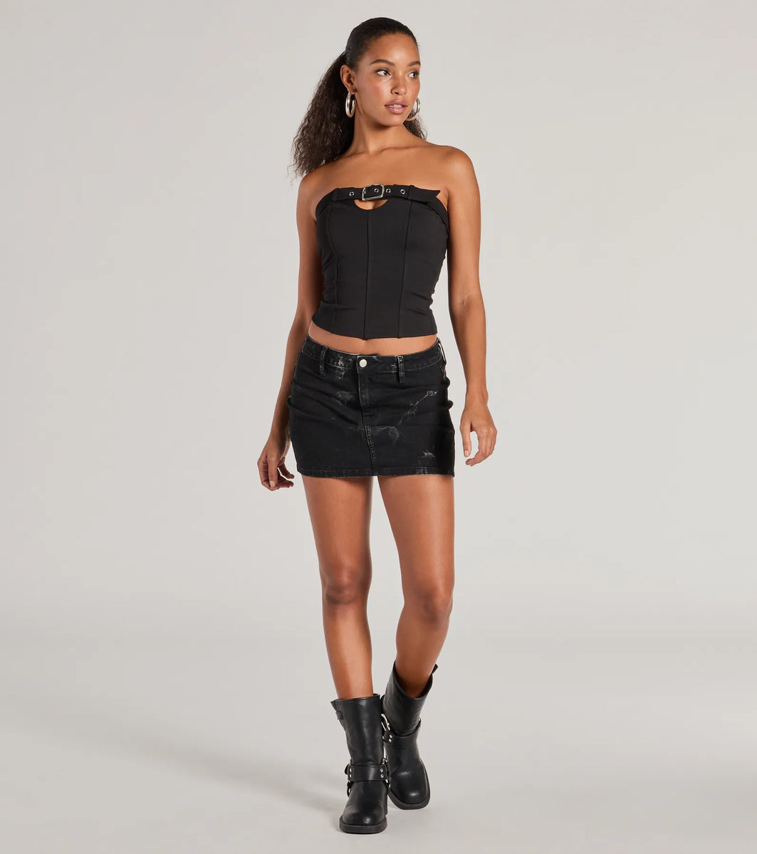 Trendy Edge Buckle Strap Tube Top | Windsor