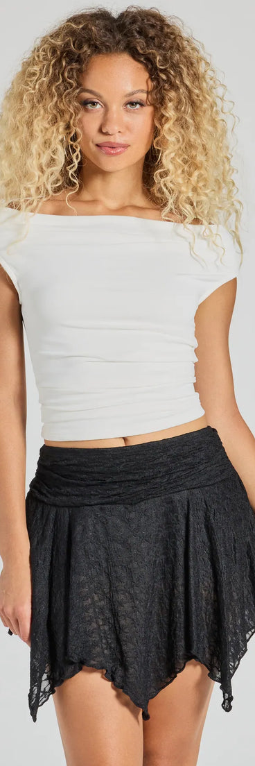 The Chic Perfection Off-The-Shoulder Knit Top in ivory with a modern design and trendy look is part of the latest women's tops collection to elevate your 2025 wardrobe.