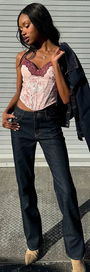 Stay on-trend this season with the Sweet And Sultry Floral Lace Mesh Bustier Top in pink, a must-have for creating stylish and effortless fall outfits for women.