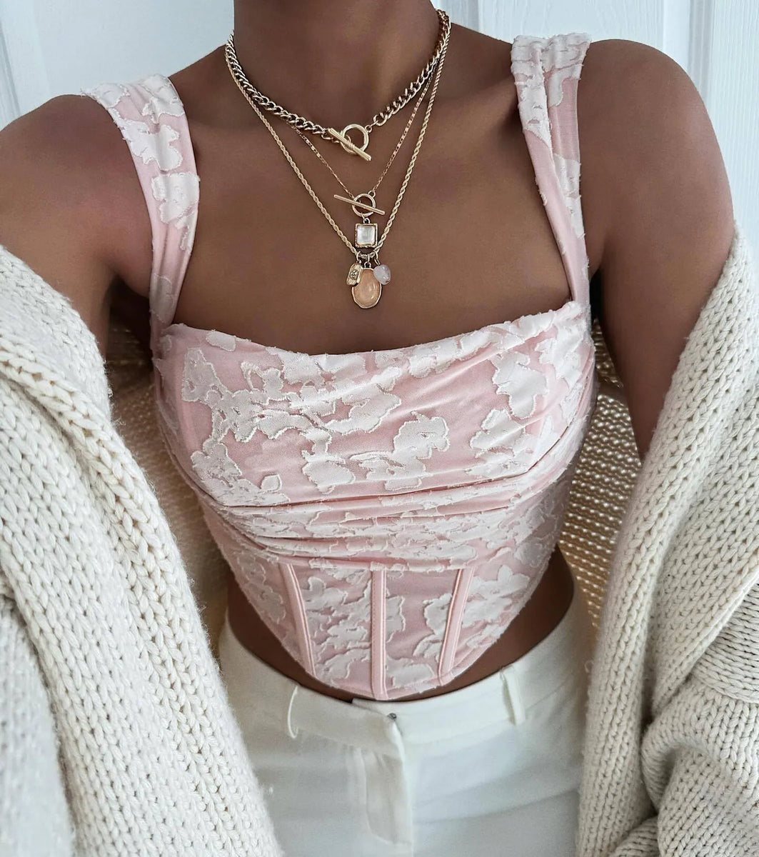 Romance Me Floral Jacquard Corset Top | Windsor