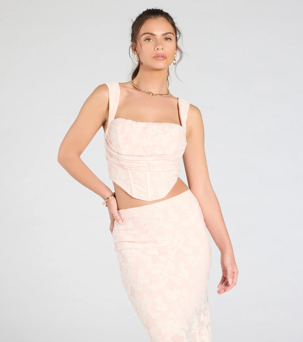 Romance Me Floral Jacquard Corset Top | Windsor