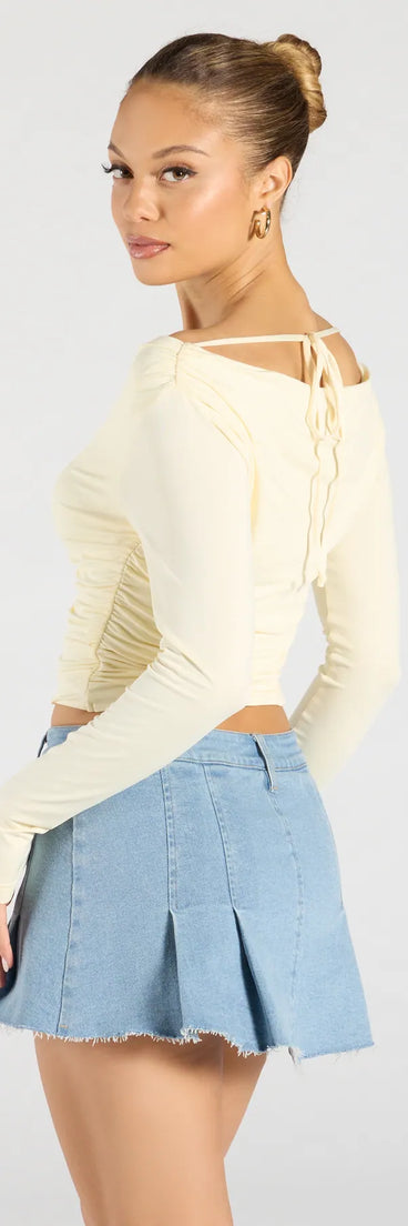 From bold to effortless, the All The Love One-Shoulder Tie Back Crop Top lets you define your vibe with banana yellow tops that speak your style.