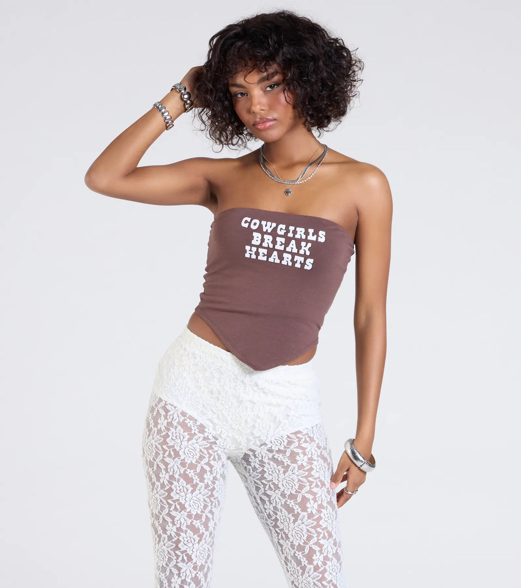 Cowgirls Break Hearts Graphic Crop Top | Windsor