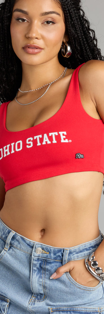 Trendy women’s tops, like the Study Sesh Ohio State® Cropped Tank Top, bring effortless style for fall layering, lounging, or going out.