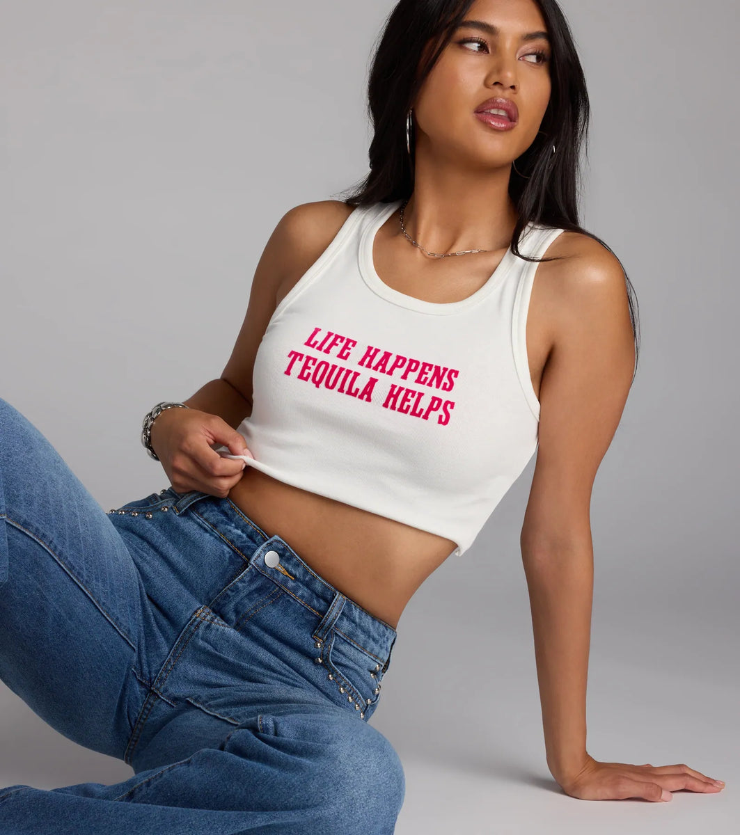 【激レア】KELLY MAKEDA - EASY Tequila Made Me Do It Graphic Crop Top | Windsor