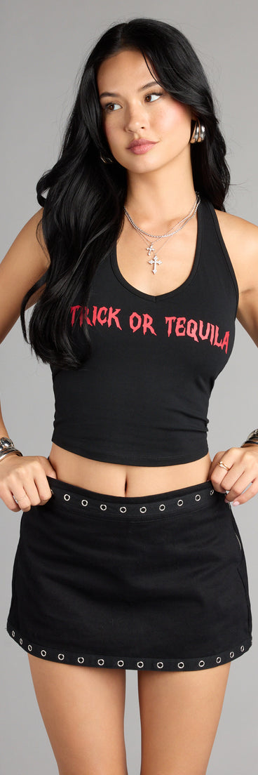 Trendy women’s tops, like the Trick Or Tequila Halter Crop Top, bring effortless style for fall layering, lounging, or going out.