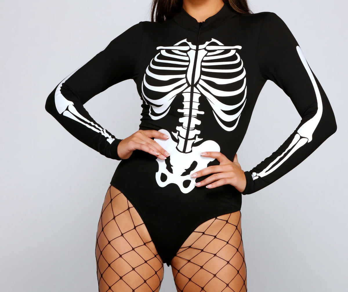 Adult Women's Skeleton Print Bodysuit
