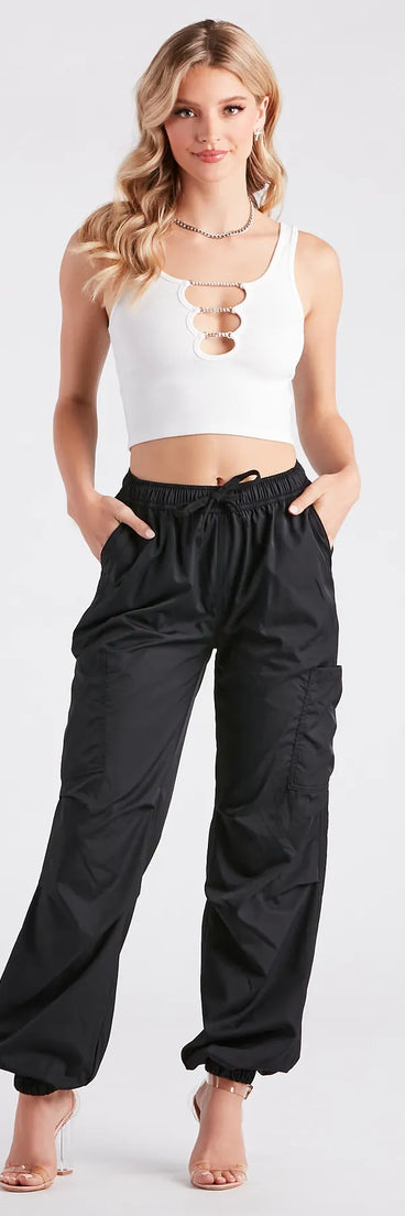 Basics That Shine Rhinestone Crop Tank Top