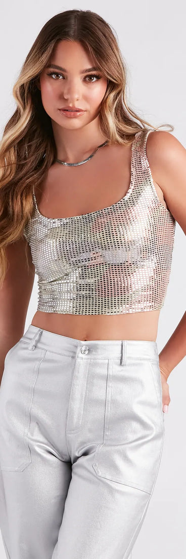 Changing Colors Sequin Iridescent Crop Top