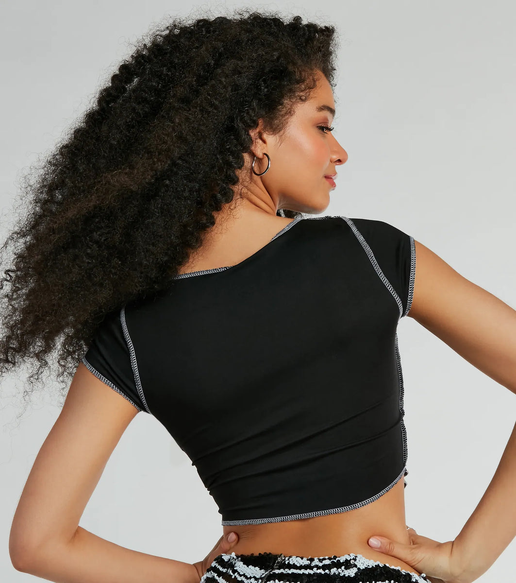 Born To Ride Lace-Up Crop Graphic Tee | Windsor Born To Ride Lace-Up Crop Graphic Tee | Windsor