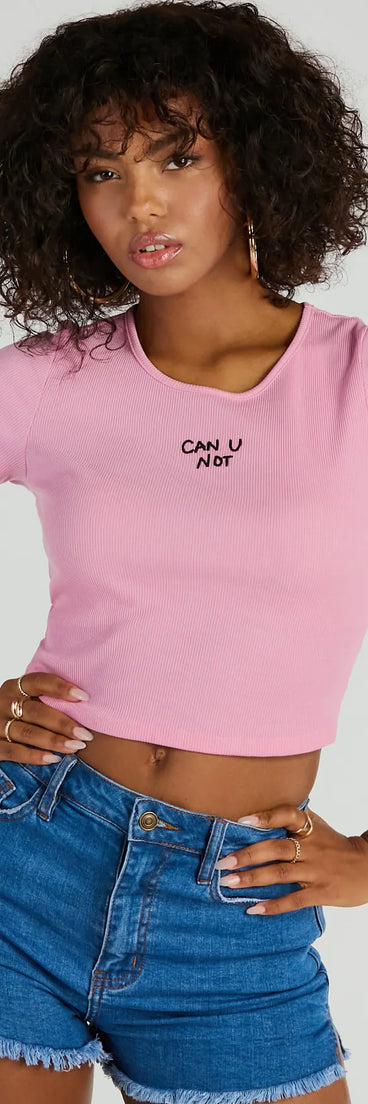 Can U Not Crew Neck Crop Tee