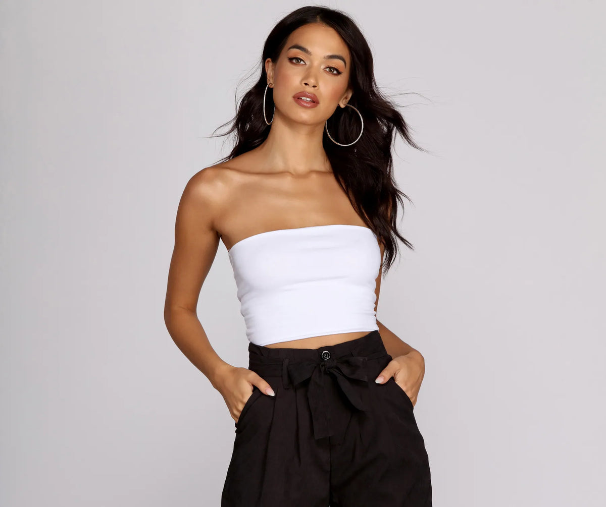 Cute White Tube Top - Strapless Top - Crop Top - Basic Crop