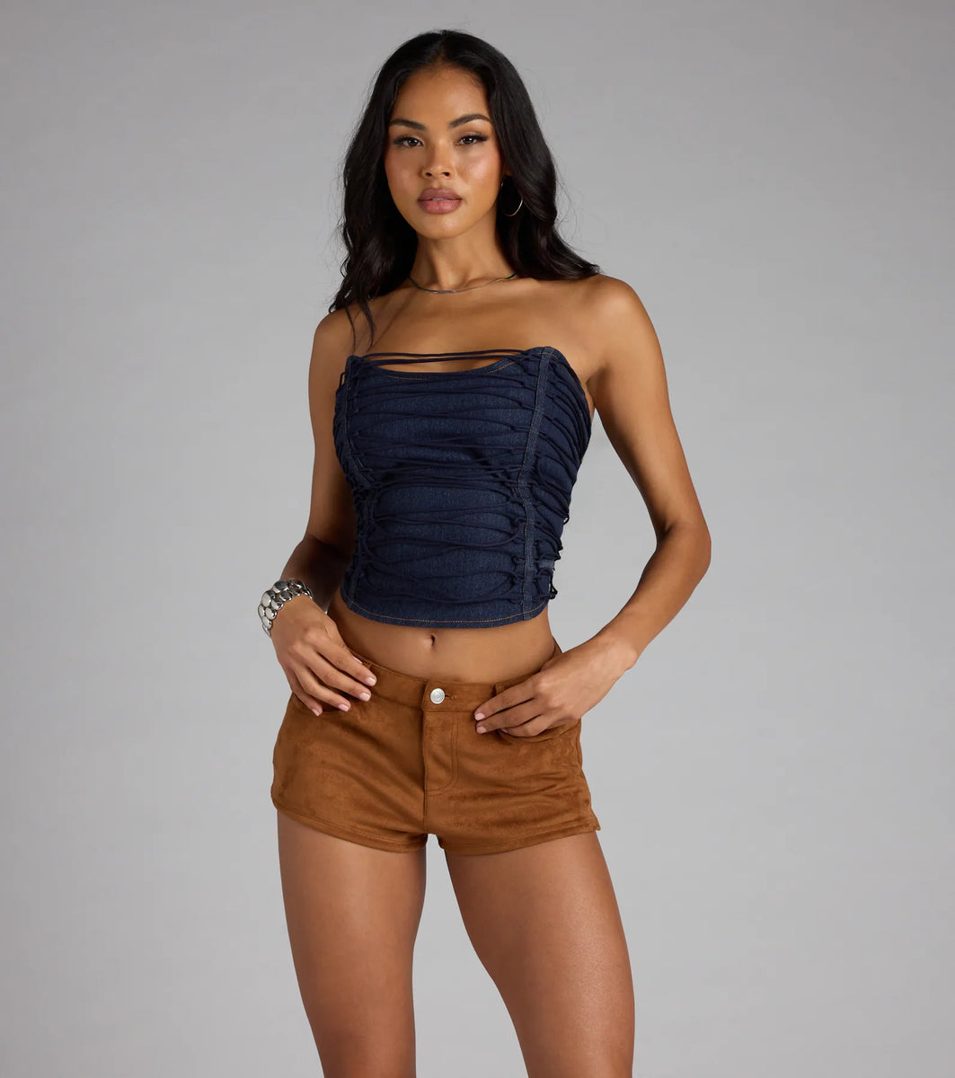 Missy Empire 【 Denim Corset Top Women 】 ファッション レディースファッション トップス その他トップス レディース Denim lace up corset - Over the Bust Waist Trainer with
