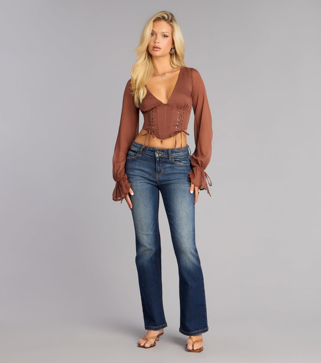 Fall For It Lace Up Corset Crop Top | Windsor