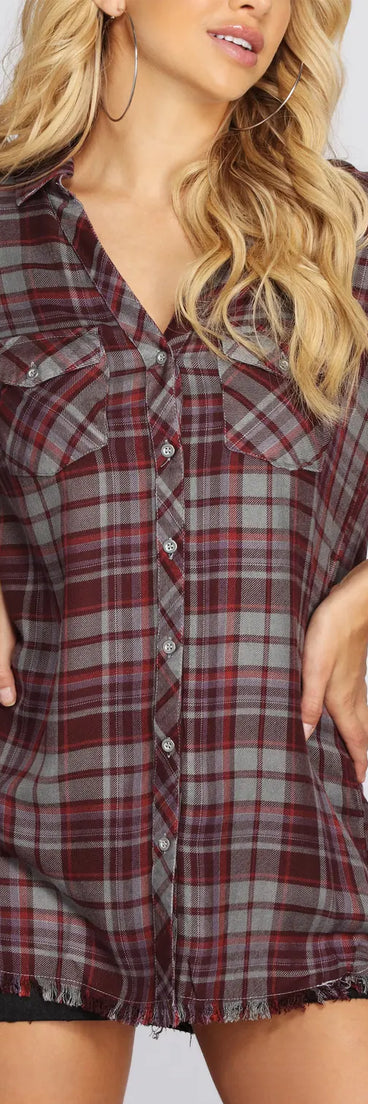 Fray All Day Plaid Top