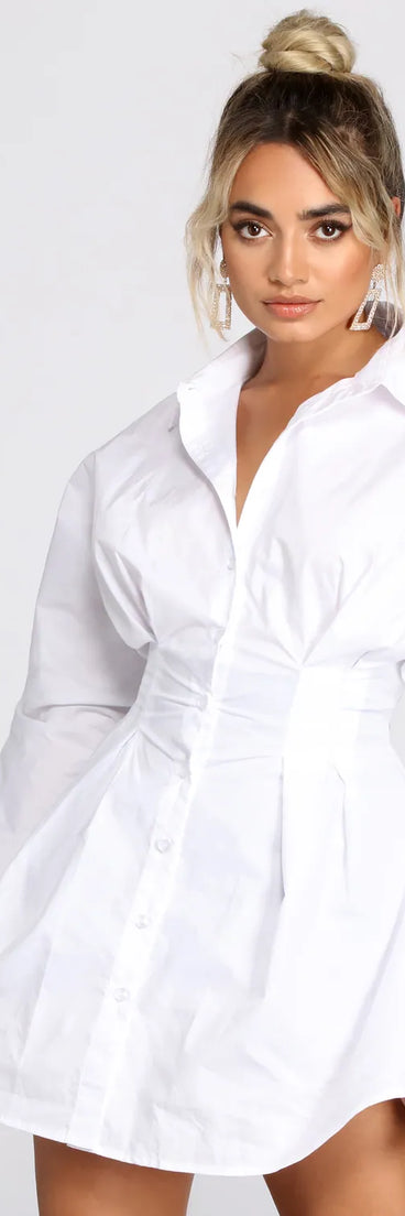Collared Button Down Shirt Dress