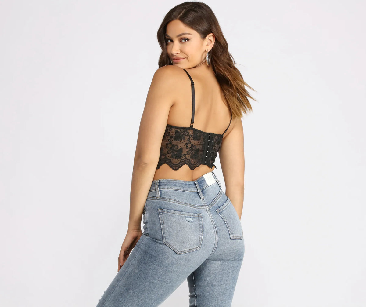 Scalloped Lace Rhinestone Bustier | Windsor Scalloped Lace Rhinestone Bustier | Windsor