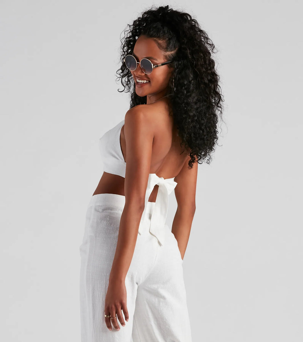 fitted lace wedding dress Whisked Away Halter Crop Top