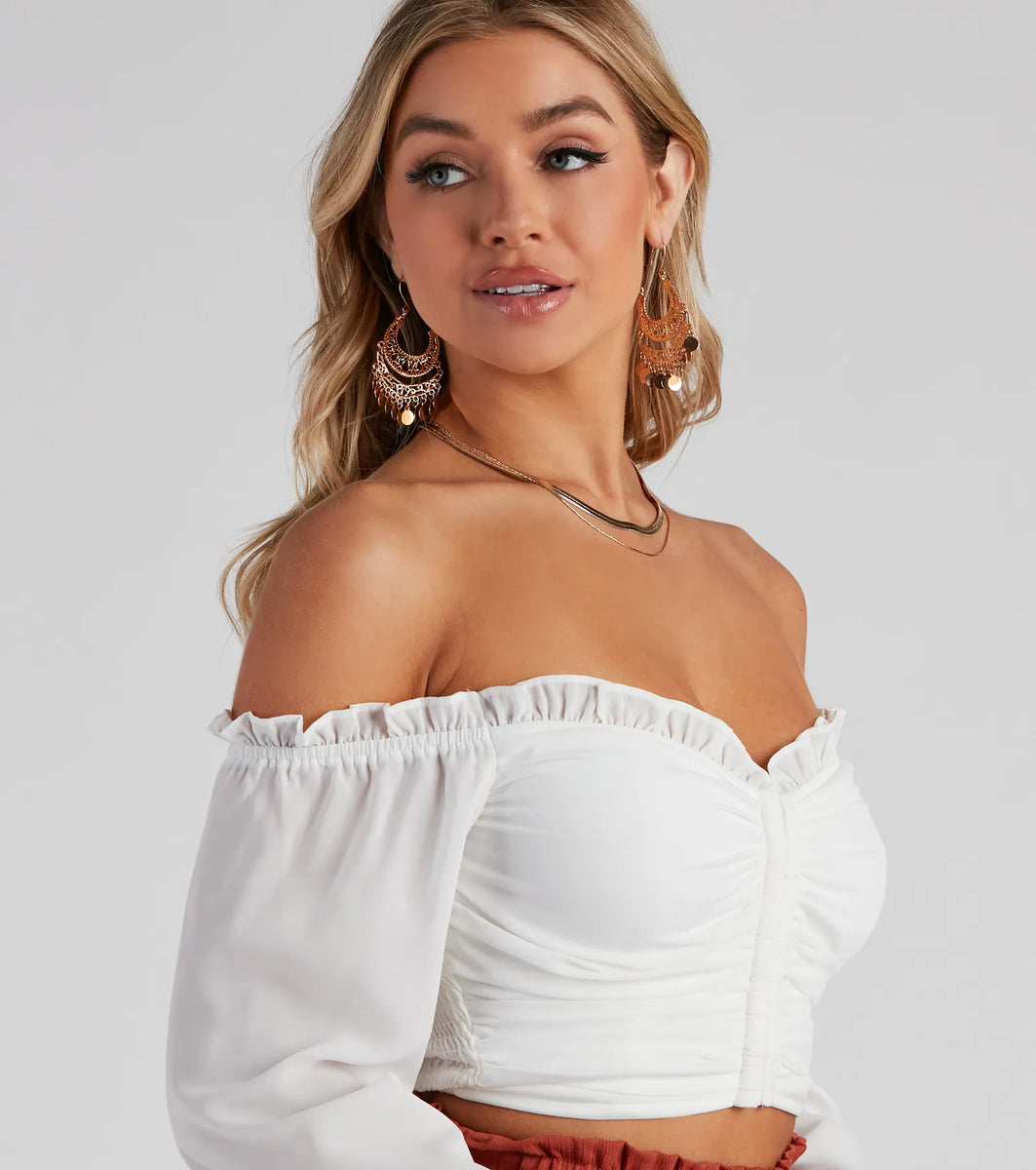 Bronze Satin Off Shoulder Corset Top Sheer Organza Non Stretch Womens Blouse for Party Night Out main image 1