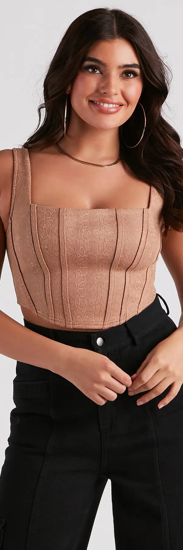 Slither In Style Faux Suede Snake Corset Top