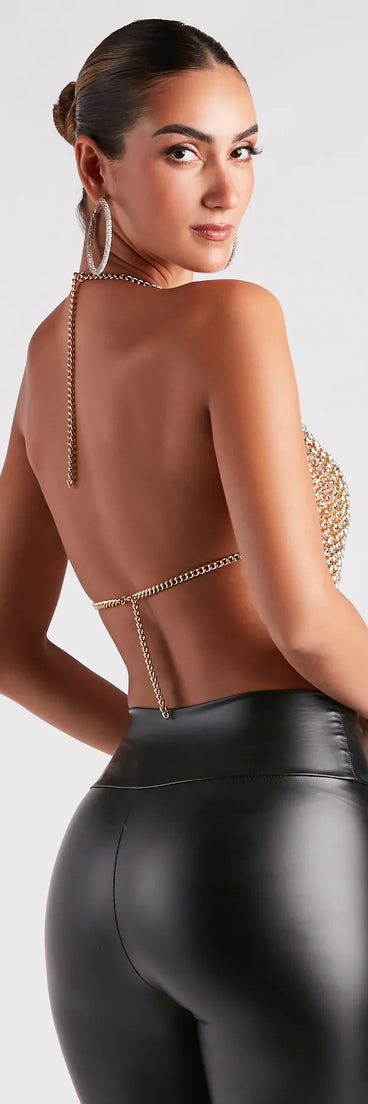 Party Calls For Rhinestone Chainmail Top
