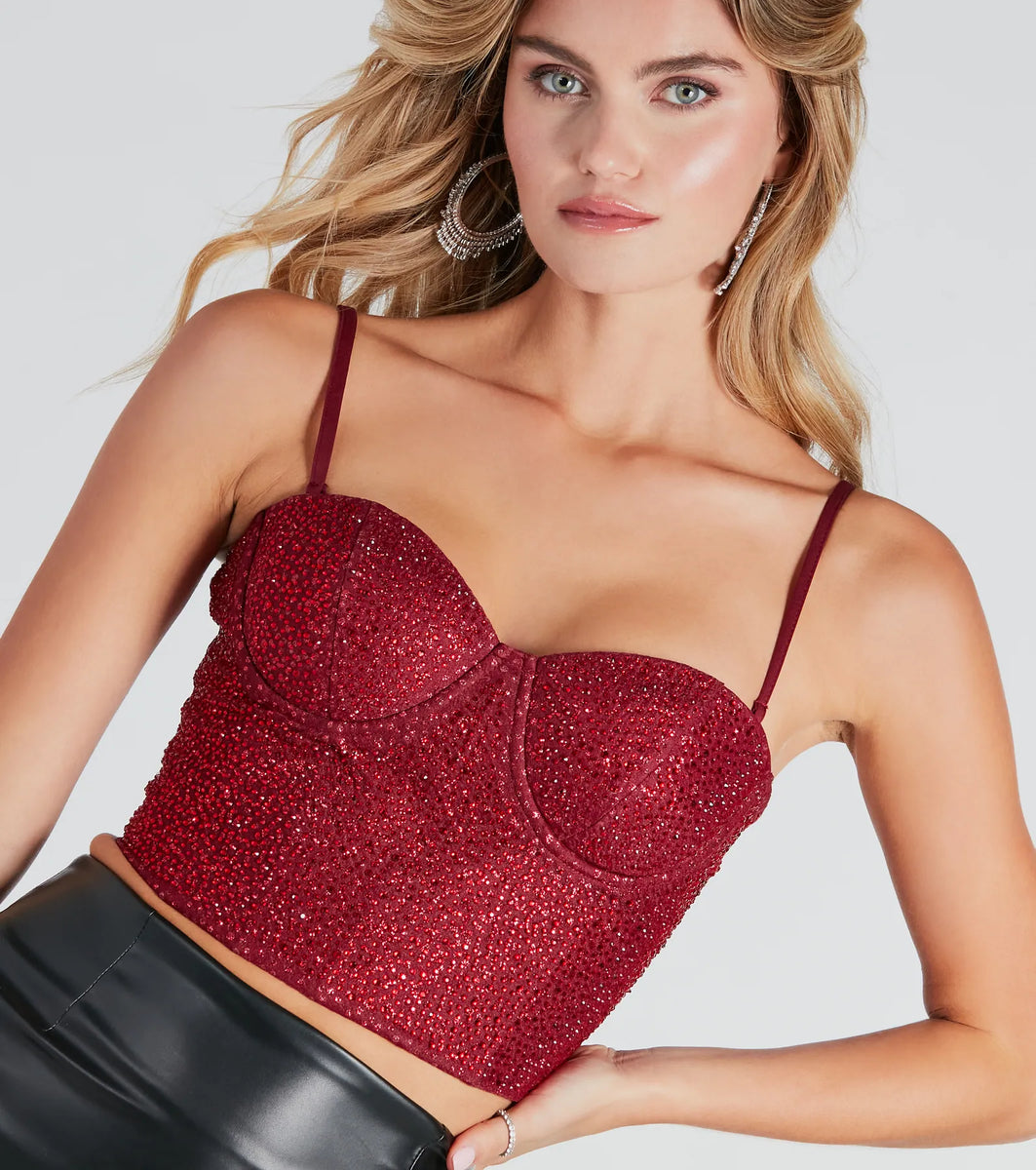Surprise Guest Rhinestone Glitter Tulle Bustier | Windsor