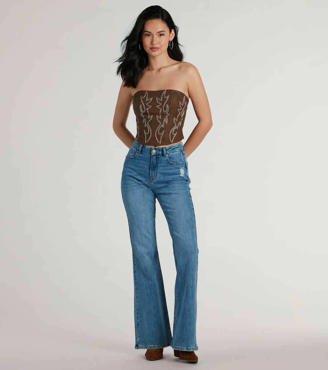 Cute Country Look Western Faux Leather Corset Top | Windsor
