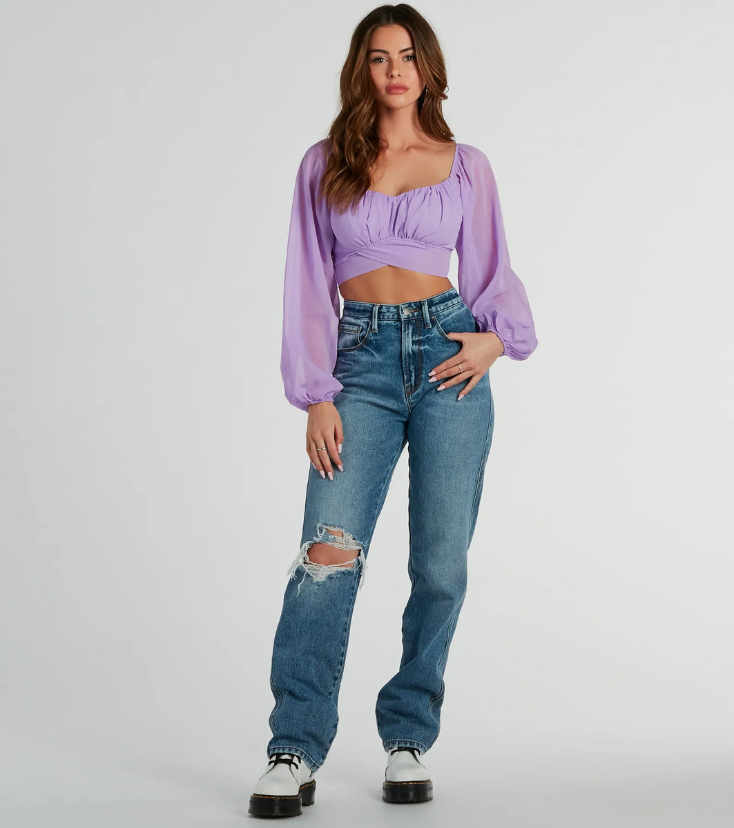 トップス DAYDREAM OVY KAJA Such A Daydream Chiffon Crop Top | Windsor