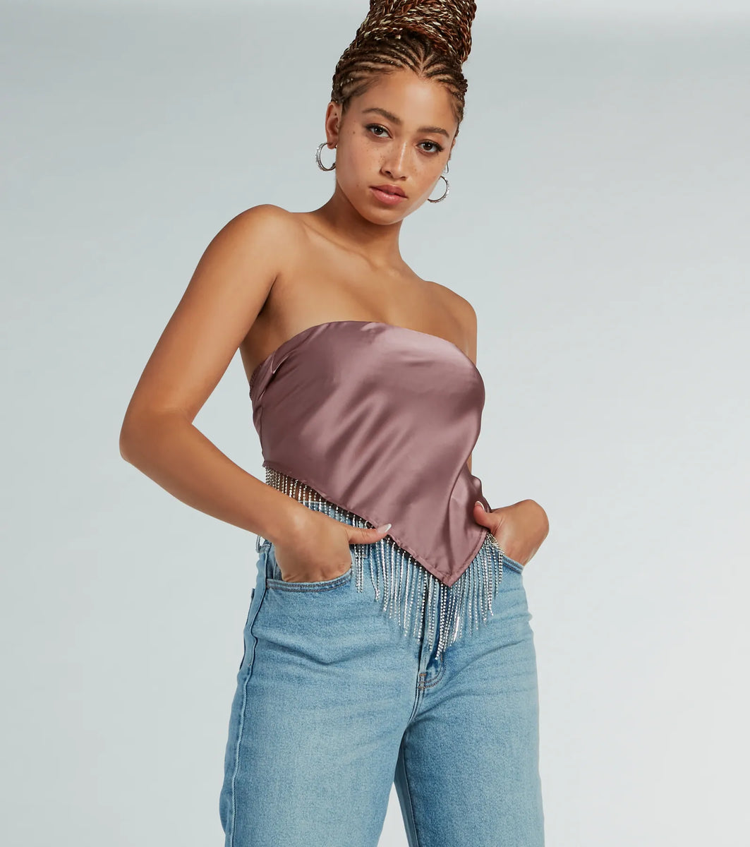 トップス crispy satin tops Pleated Cap Sleeve Blouse in Crinkle Satin – Naked Zebra