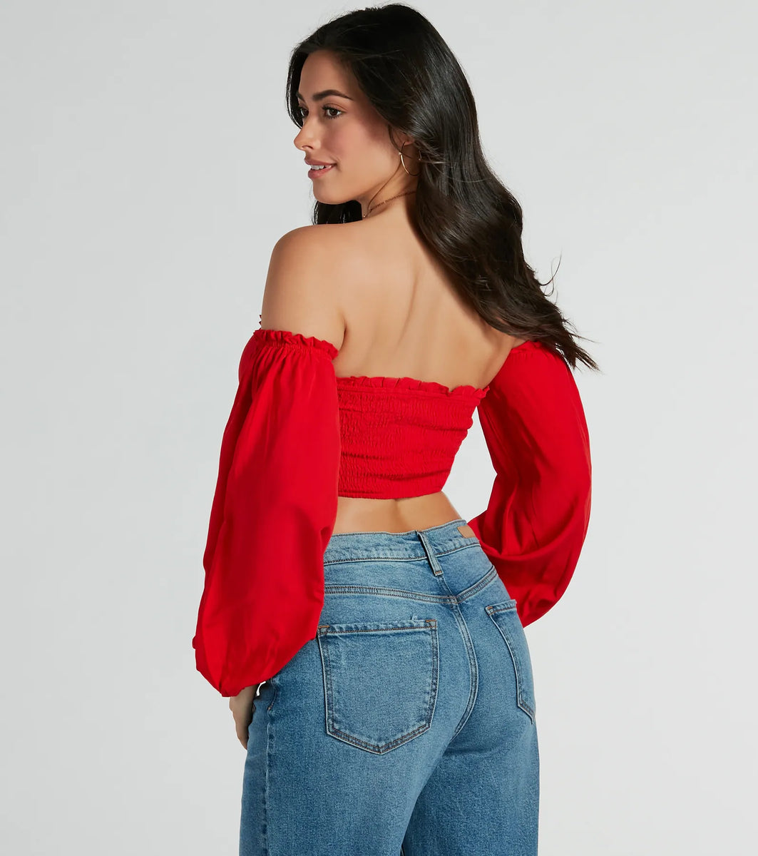 Alluring Daydream Off-The-Shoulder Crop Top | Windsor