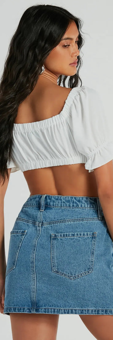 Fresh Look Puff Sleeve Tie-Front Crop Top