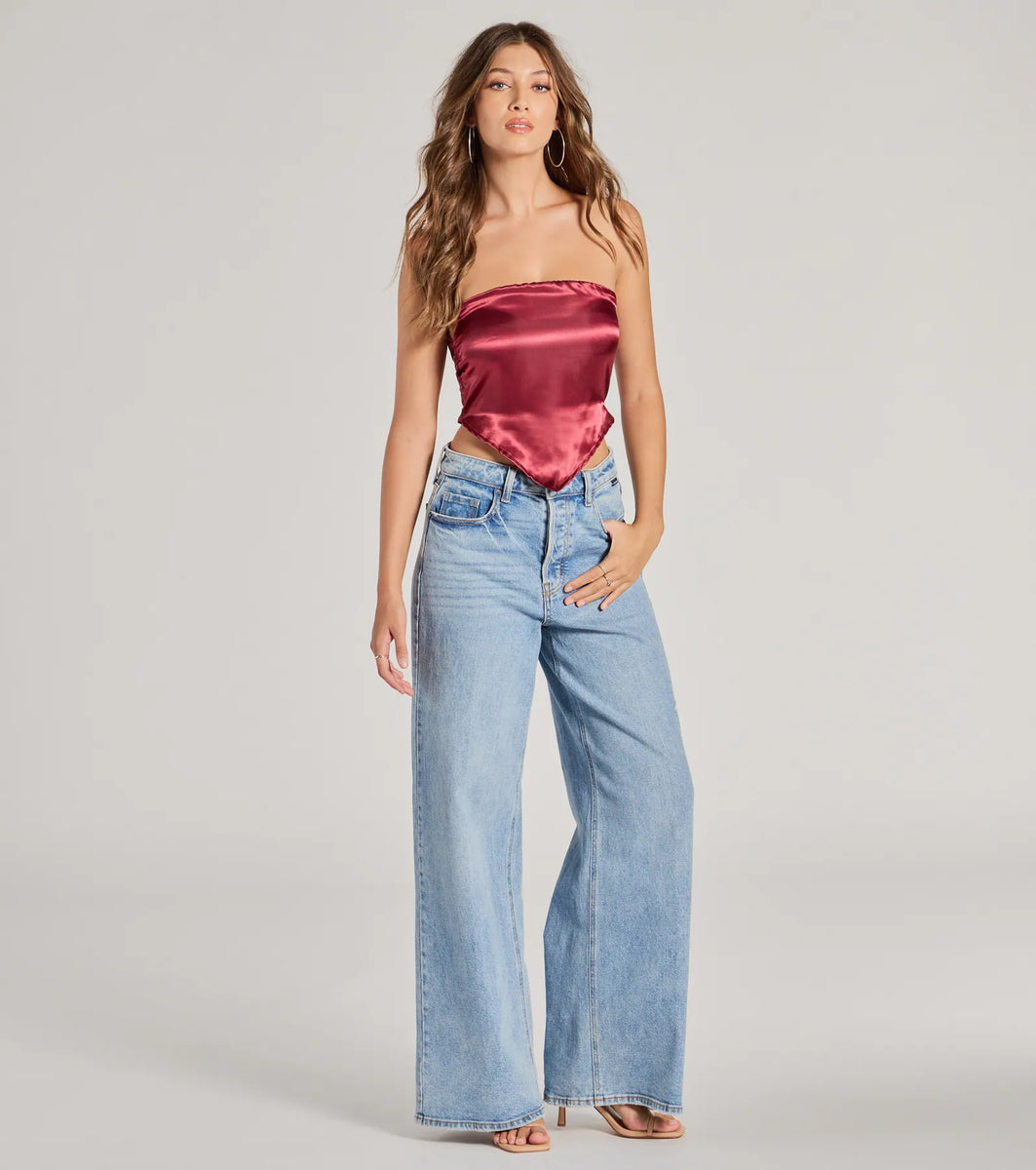 Chic Style Satin Cropped Tube Top | Windsor
