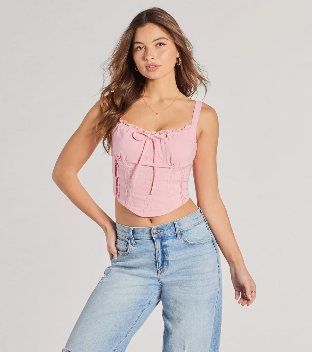 Delicately Femme Lace Trim Corset Top | Windsor